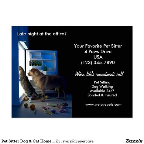 Your location could not be automatically detected. Pet Sitter Dog & Cat Home Alone Postcard | Zazzle.com ...