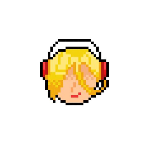 Blonde Hair Girl Wearing Headphone In Pixel Art Style 20577505 Vector