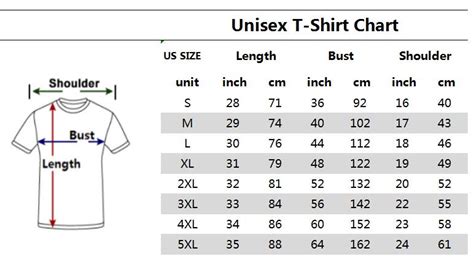 T Shirt Size Chart Infinite Style