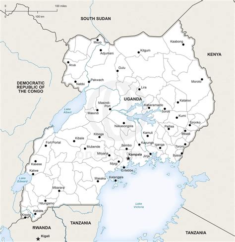 Uganda is bordered by south sudan to the north, kenya to the if you are interested in uganda and the geography of africa our large laminated map of africa might be. Vector Map of Uganda Political | One Stop Map