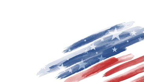 Watercolor American Flag On White Background America Usa Vector
