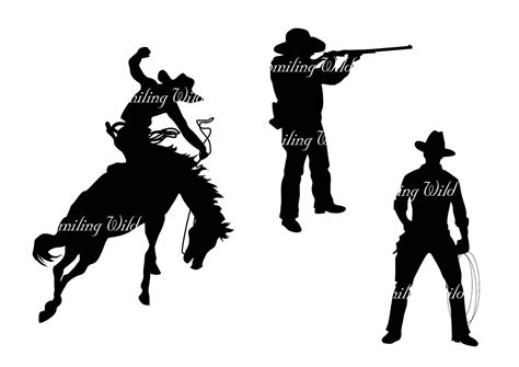 Cowboy Silhouette Svg Png Clipart Cowboy Printable Vector Etsy