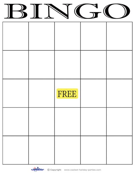 Blank Bingo 5x5 Coolest Free Printables