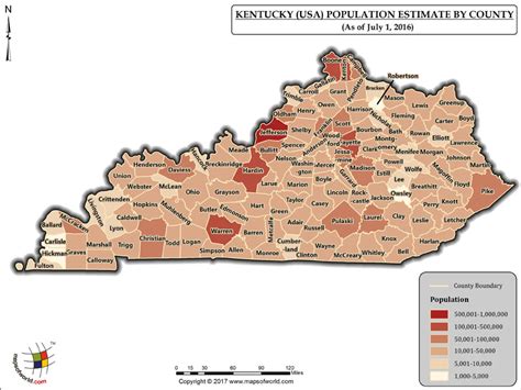 Kentucky Population By County Population As On July 1 2016 Estimated