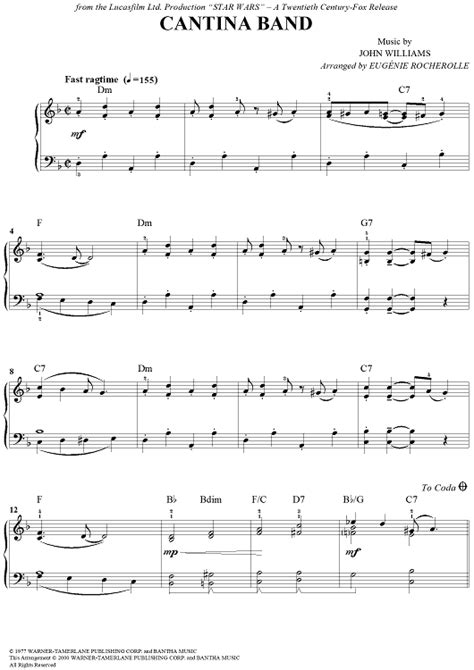 Cantina Band Sheet Music For Easy Pianochords Sheet Music Now