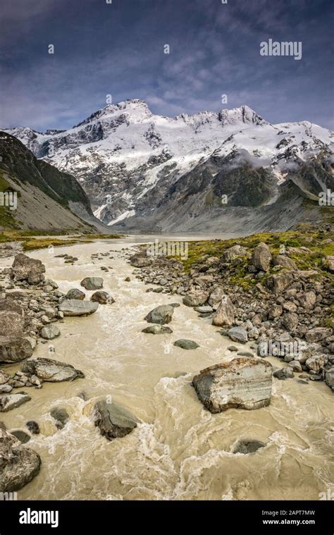 Mount Sefton Hooker River View From Swing Bridge At Hooker Valley