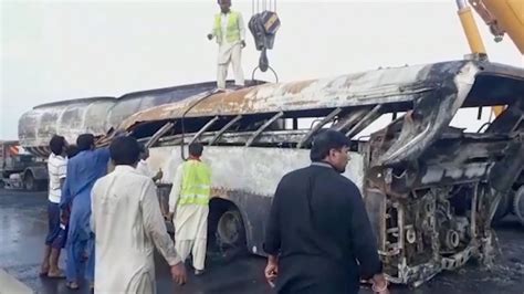 At Least 20 Dead In Pakistan Bus Accident And Fire Youtube