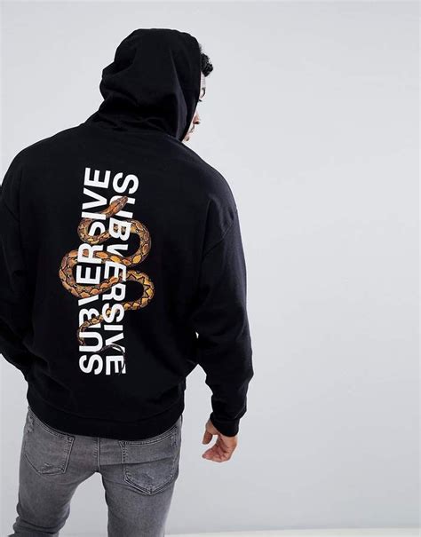 Asos Design Oversized Hoodie With Snake And Text Back Print Hoodie