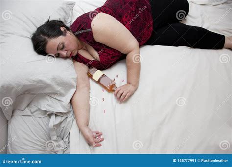 Wide Shot Intoxicated Woman Stock Image Image Of Pill Liquor 155777991