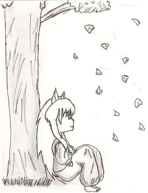 Inuyasha Sitting Under A Cherry Tree Wip By Lunastar3614 On Deviantart