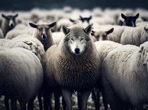 Wolf between sheeps , GEnerative AI illustration | THINK Digital