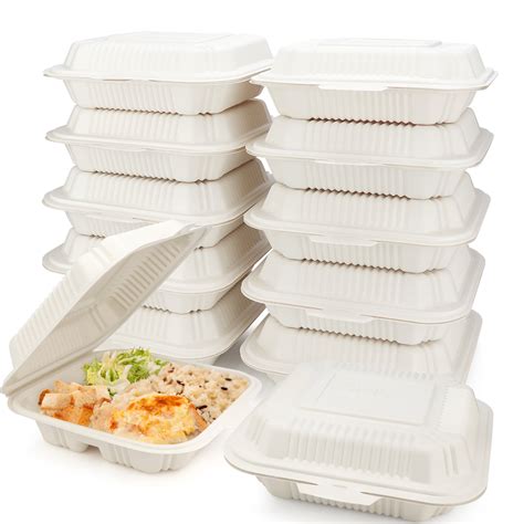 Helogreen 100 Count Eco Friendly Take Out Food Containers 8x83