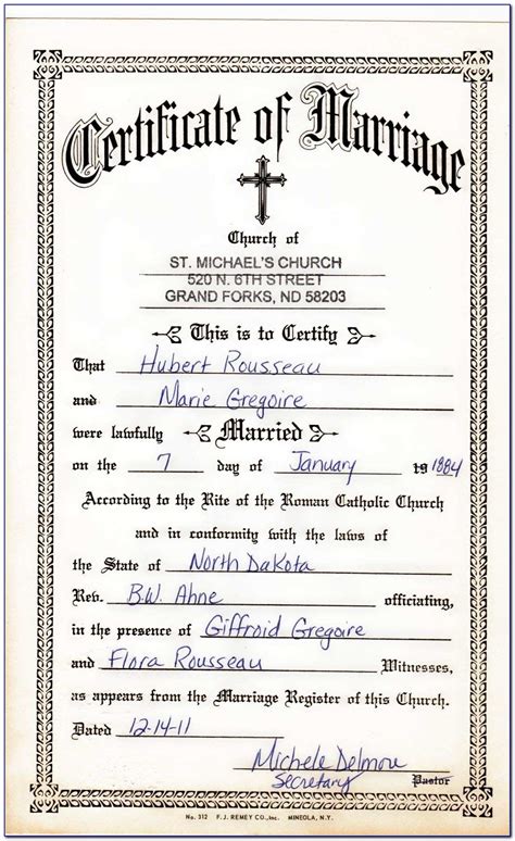 Church Marriage Certificate Samples
