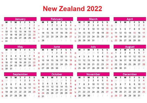 Free Printable New Zealand 2022 Calendar With Holidays Pdf