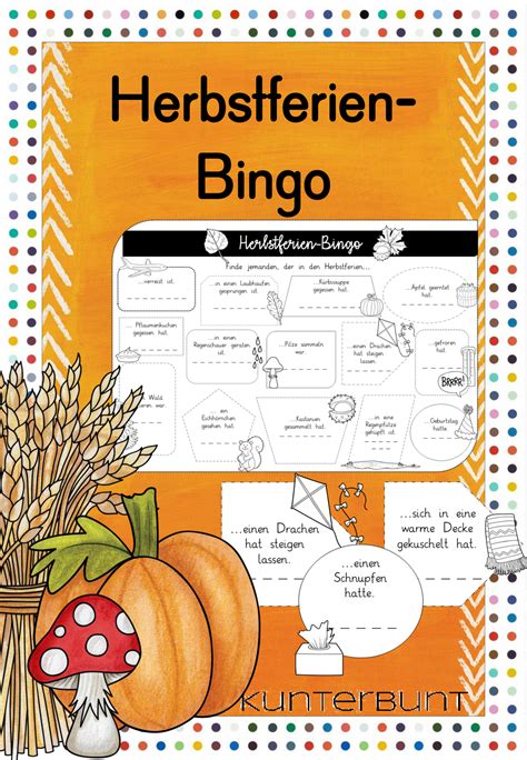 Herbstferien Bingo Unterrichtsmaterial Im Fach Fachübergreifendes