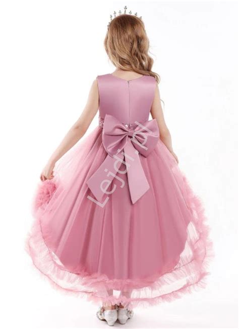 Balowa Suknia Dla Dziewczynki Pustynno Różowa Sukienka Dziecięca Z