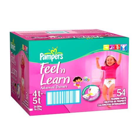 Pampers Feel N Learn Advanced Trainers Girls 4t5t 54 Count
