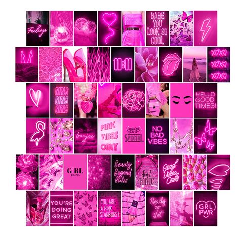 Buy Woonkit Pink Neon Wall Collage Kit Aesthetic Pictures Trendy Room Decor For Teen Girls