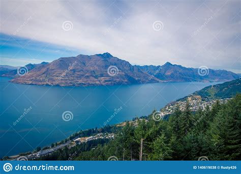 Aerial View Of Queenstown New Zealand Stock Photo Image Of Island