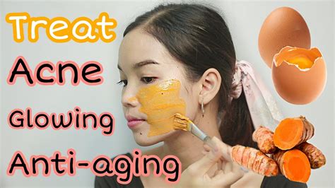 diy egg and tumeric face mask treat acne glowing anti aging keo chenda youtube