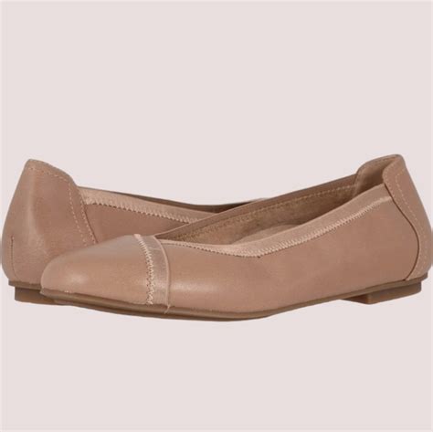 Vionic Shoes 7 Wide Vionic Caroll Nude Tan Leather Ballet Flats
