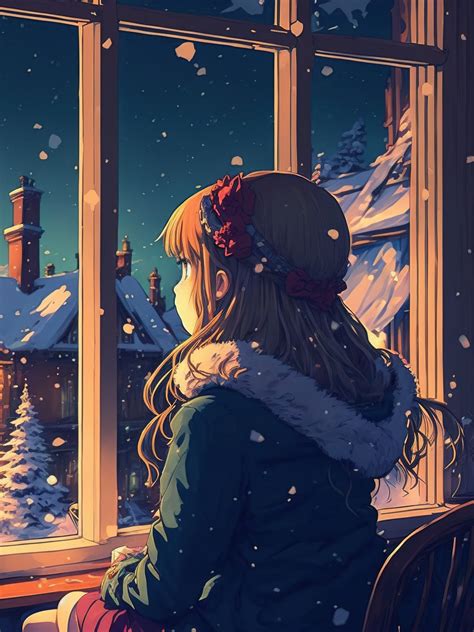 1668x2224 4k Ai Art Girl Watching Snowfall 1668x2224 Resolution