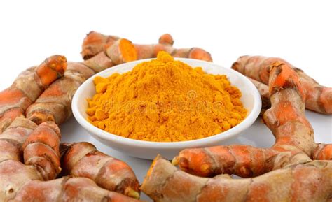 Turmeric Roots With Turmeric Powder Stock Photo Image Of Nature