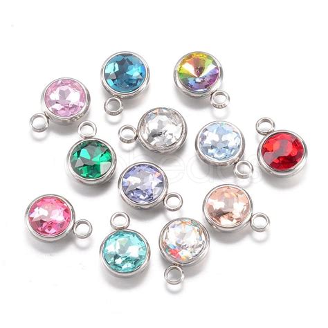 304 Stainless Steel Glass Rhinestone Charms