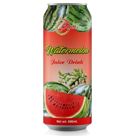 Pure 490ml Canned Fresh Watermelon Fruit Juice Drink Bena Beverage
