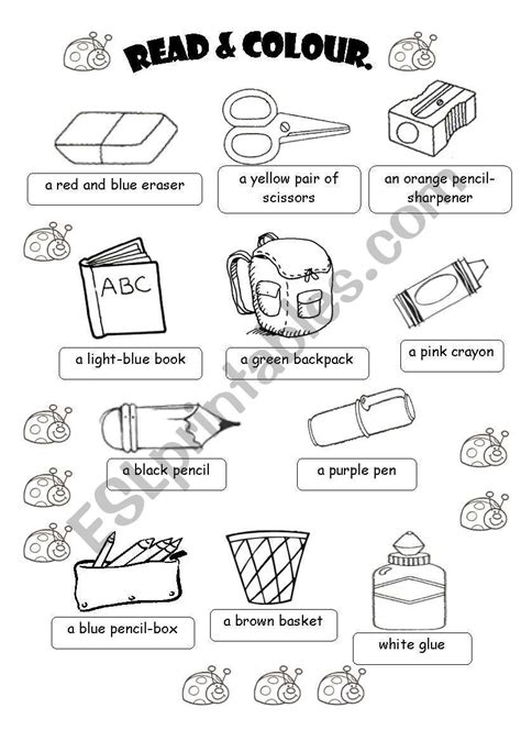 This Is A R Compr Activity Sts Read And Colour The Classroom Items