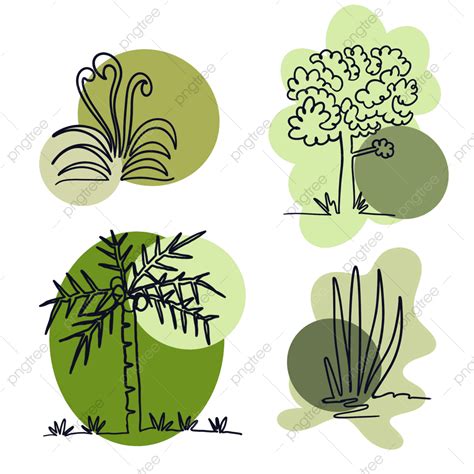 Line Art Plants Png Transparent Plant Collection In Line Art Drawing