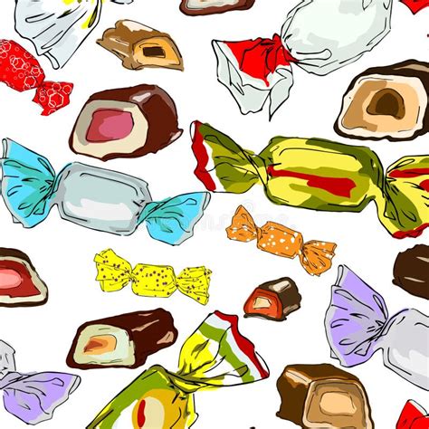 Set Of Colorful Wrapped Chocolates Over White Background Vector