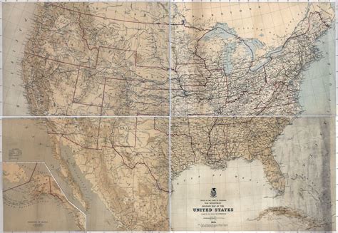 Large Detailed Old Military Map Of The United States 1869 Usa
