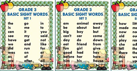 Basic Sight Words Grade 3 Free Download Deped Click