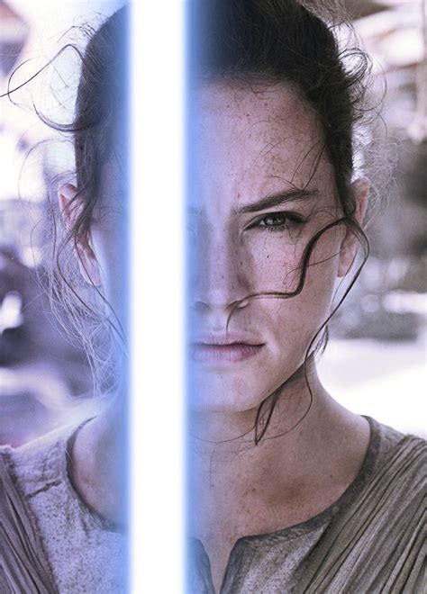 Rey With Lightsaber Daisy Ridley Star Wars The Force Awakens In