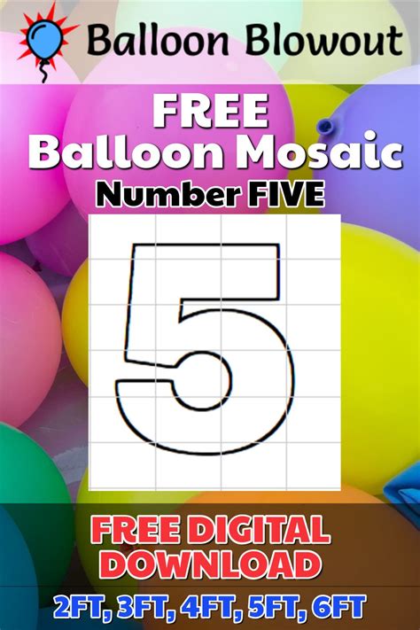 Free Balloon Mosaic Number 5 Five Template Frame Kit Pdf