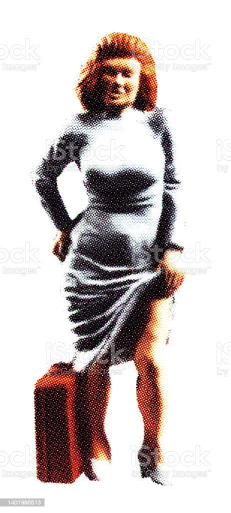 Woman Lifting Dress Over Her Knee Stock Illustration Download Image Now Illustration Retro
