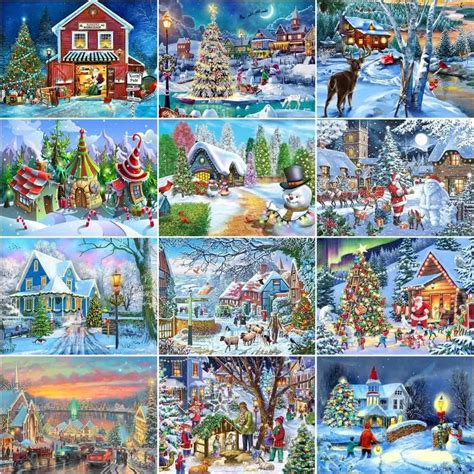 Gatyztory festménye száma karácsonyfa ház rajz vászon handpainted art
