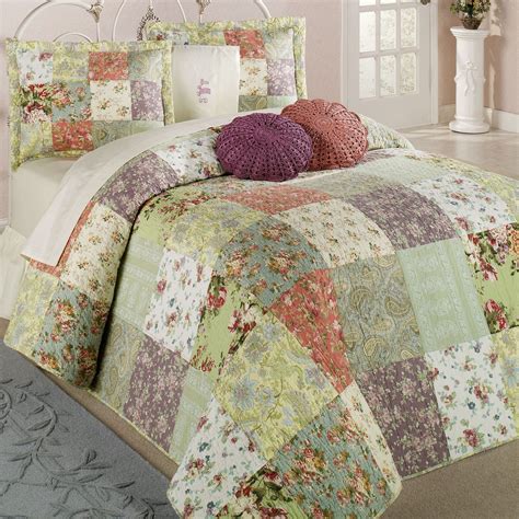 Blooming Prairie Patchwork Bedspread Set Quilt Sets Bedding
