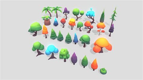 Stylized Low Poly Trees Pack 01 Buy Royalty Free 3d Model By Creative