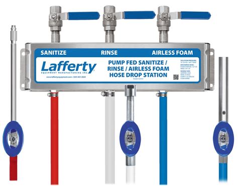 Pump Fed Sanitize Rinse Airless Foam Hose Drop Station Lafferty