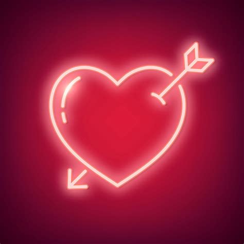 Neon Light Heart Icon On Red Background Premium Image By