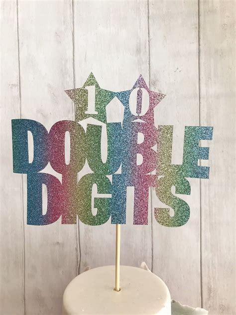 Double Digits Cake Topper Tenth Birthday Party Decoration Etsy