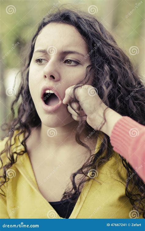 Girl Is Being Punched In The Face Stock Image Image Of Fingers Confrontation 47667241