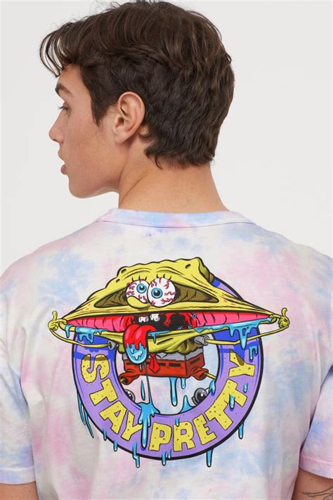 T Shirt With Printed Design Light Pinkspongebob Men Handm Us