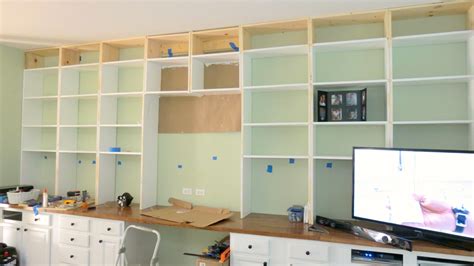 Remodelaholic Build A Wall To Wall Built In Desk And Bookcase