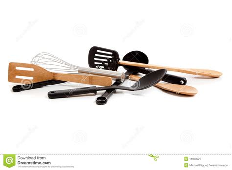 Assorted Kitchen Utensils On A White Background Stock Image Image Of