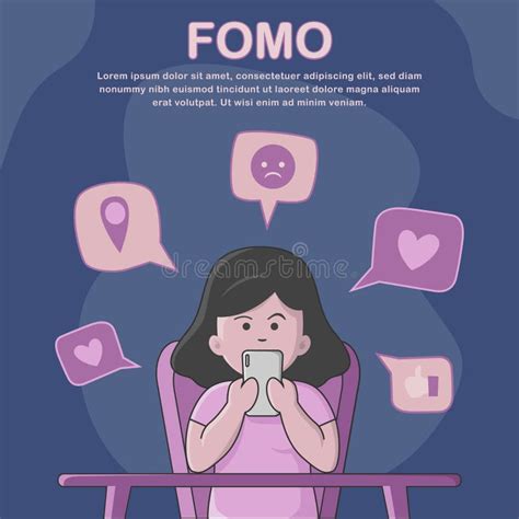 Fomo Fear Of Missing Out Concept Illustration Vector Stock