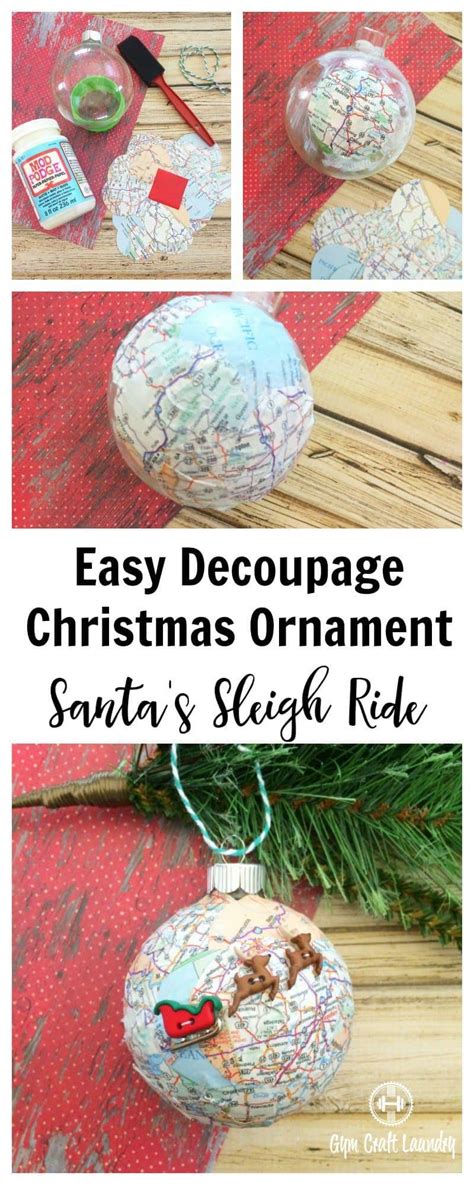 Easy Decoupage Santas Sleigh Map Ornament Gym Craft Laundry