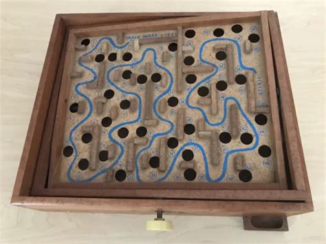 Vintage Space Maze Wooden Tilt Marble Labyrinth Game By Drueke 1960